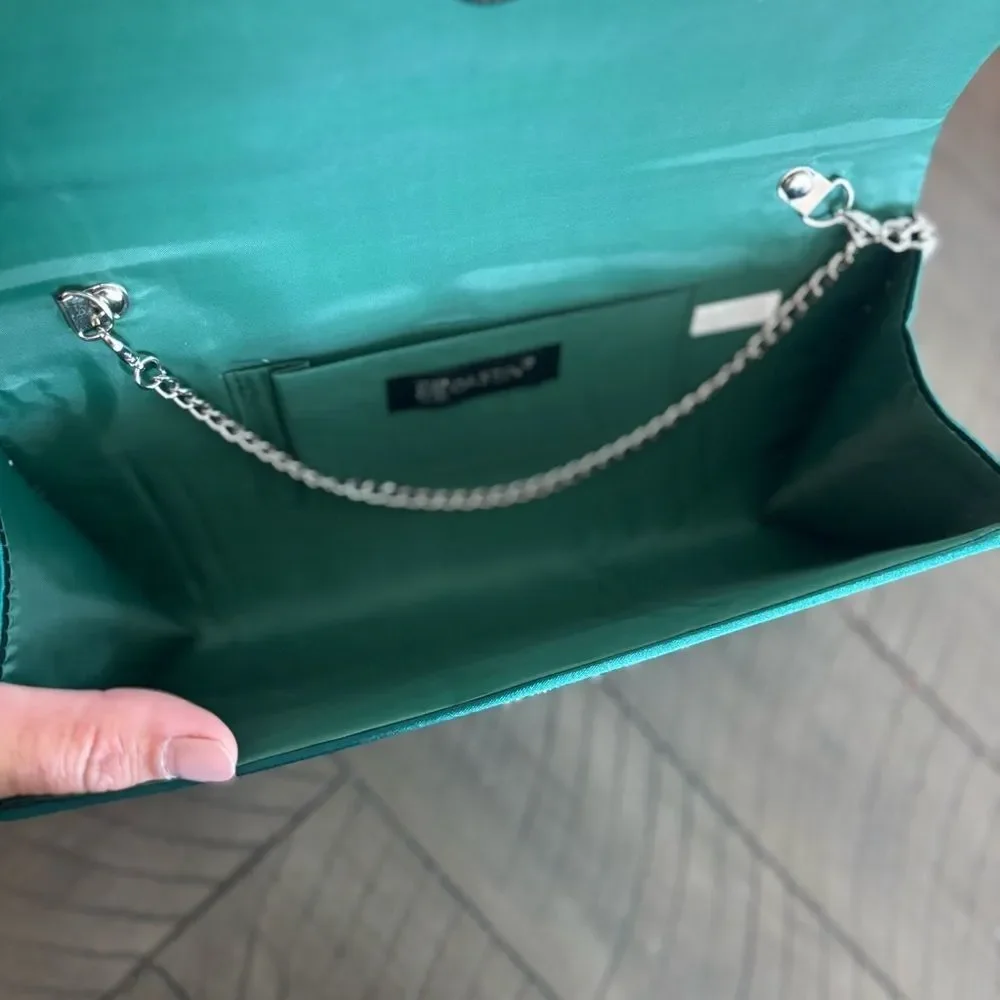 Womens Dasein Green Beaded Evening Clutch Purse with Chain Strap – NWT‎